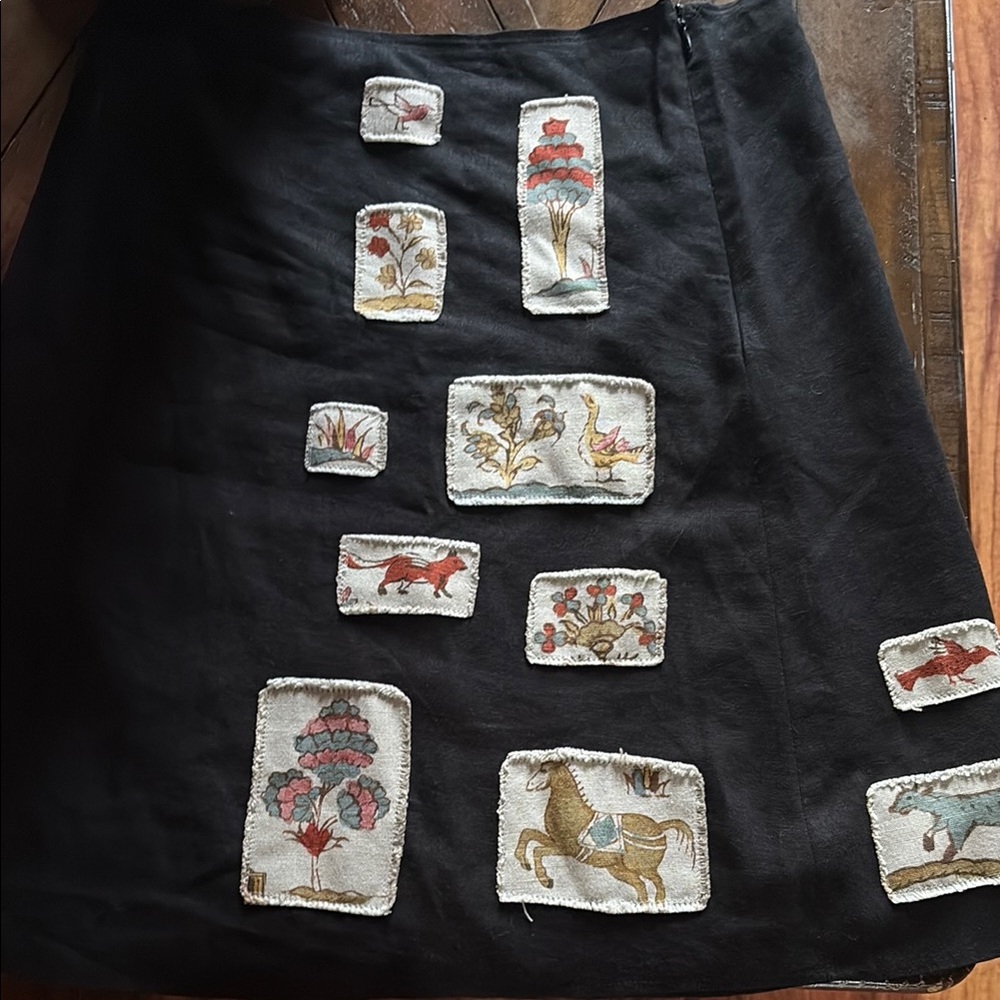 Black Embellished A-Line skirt with adorable patches never worn